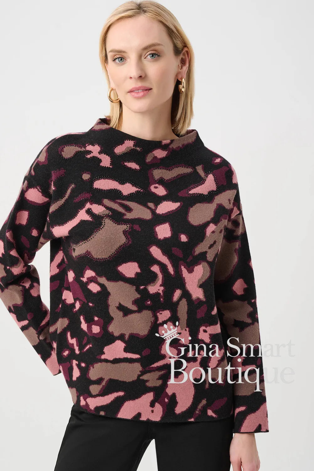 Joseph Ribkoff Abstract Sweater with Rhinestone Detail Style 263930