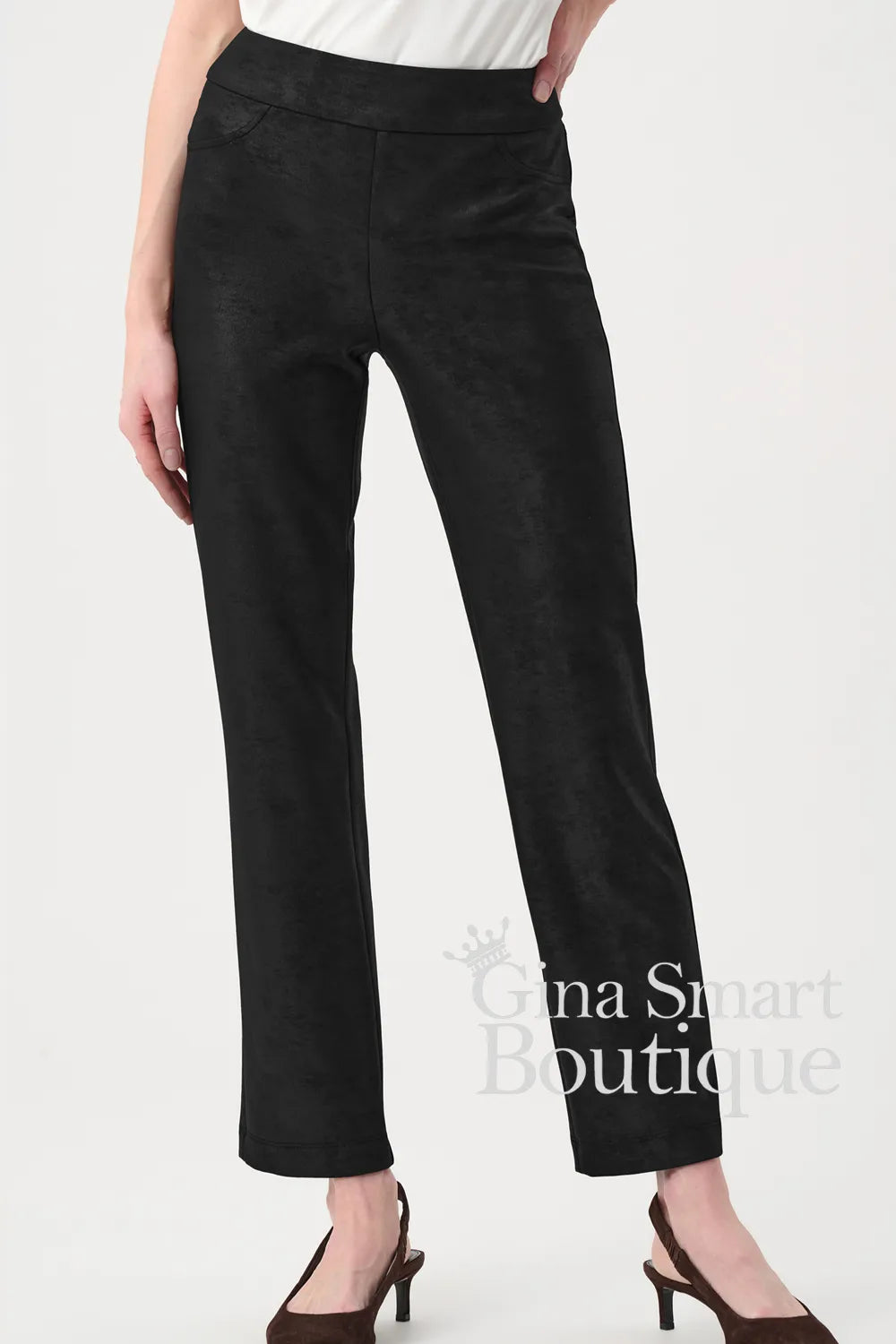 Joseph Ribkoff Foiled Silky Knit Pull-on Pants Black Style 263104