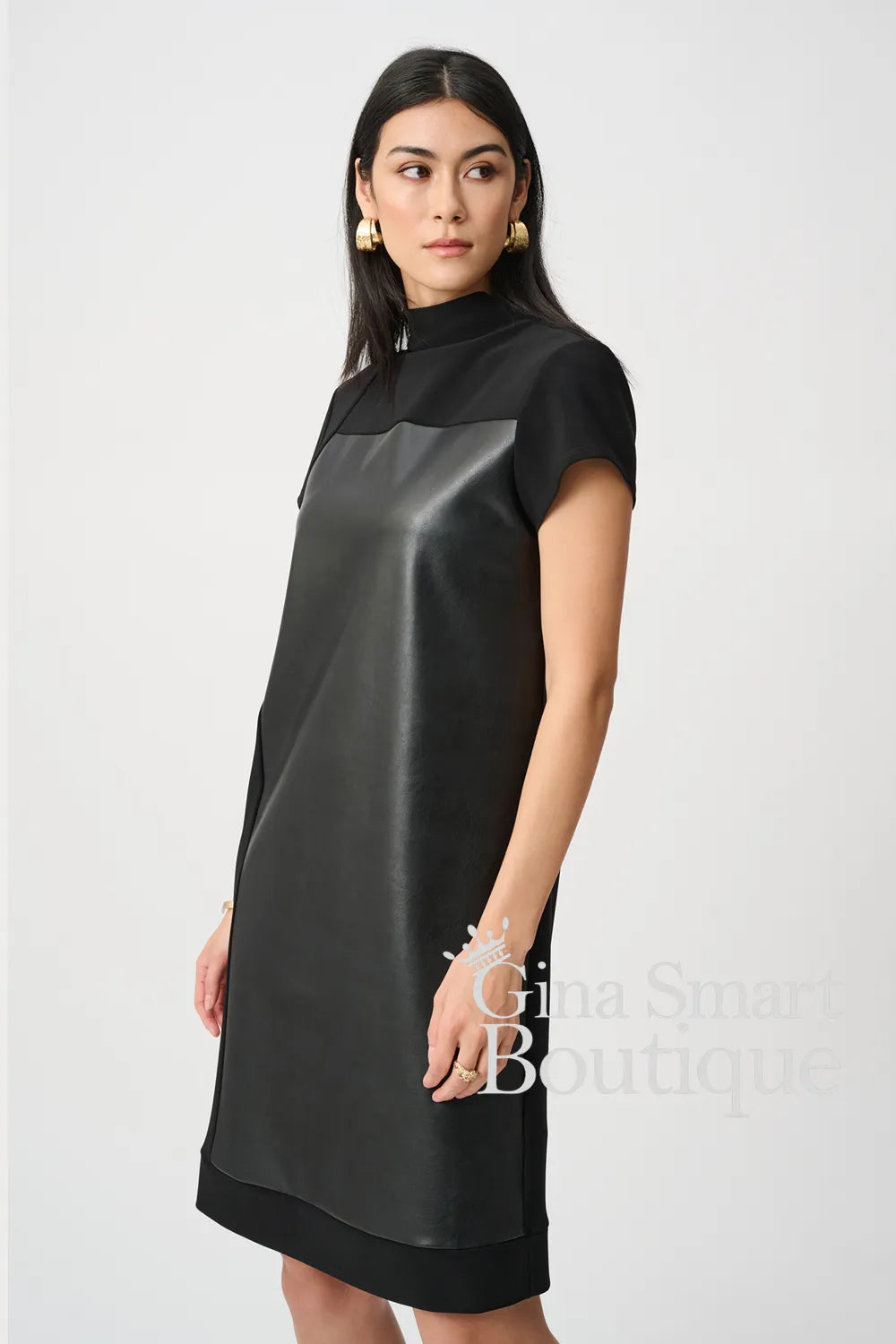 Joseph Ribkoff Leatherette and Silky Knit Dress Style 263181