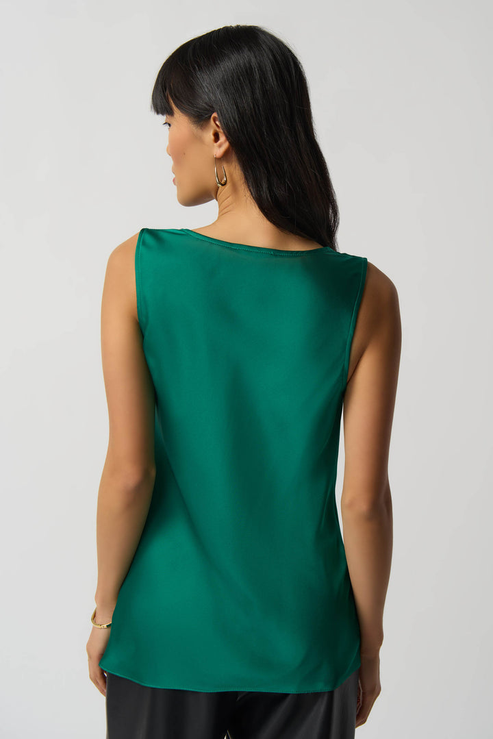 "Joseph Ribkoff Kelly Green Cowl Neck Satin Top Style 233048"