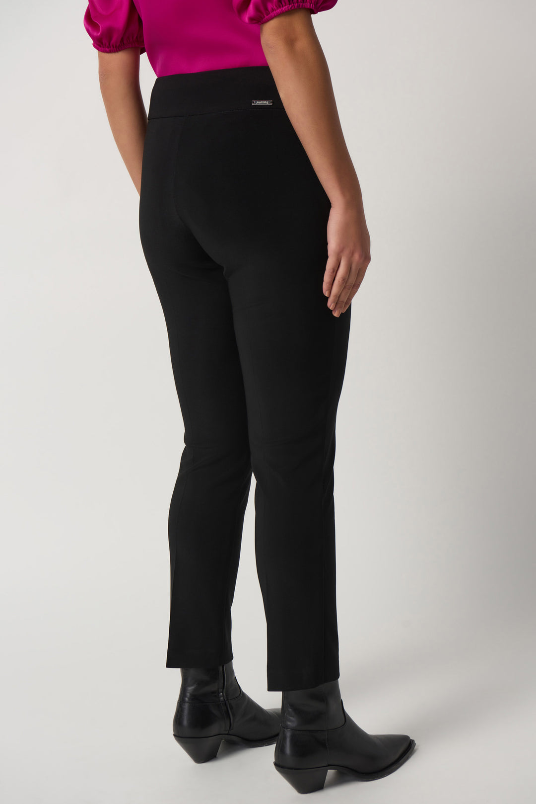 "Joseph Ribkoff Black Bonded Silk Straight-Leg Pants Style 233180"