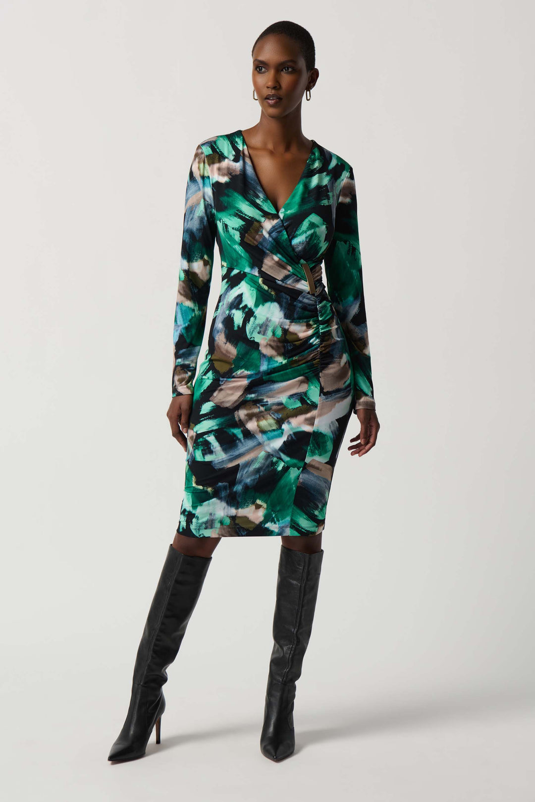 "Joseph Ribkoff Black/Multi Abstract Print Dress Style 234019"