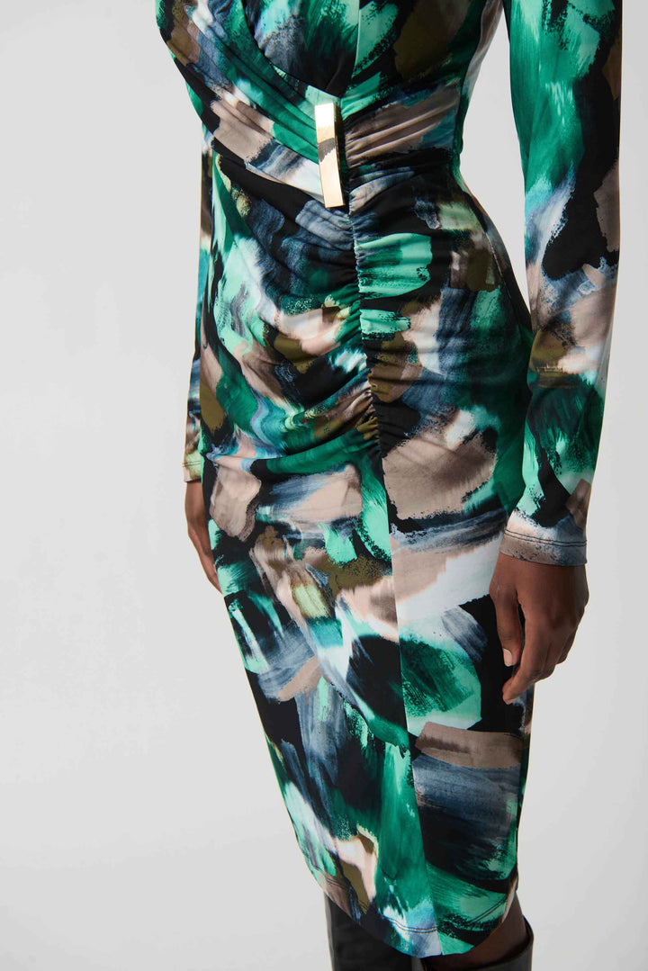 "Joseph Ribkoff Black/Multi Abstract Print Dress Style 234019"