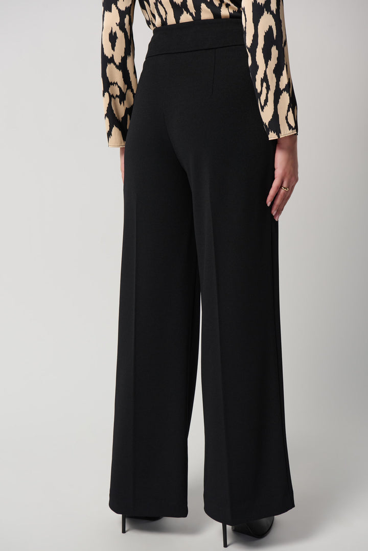 "Joseph Ribkoff Black Scuba Crepe Wide-Leg Pants Style 234053"