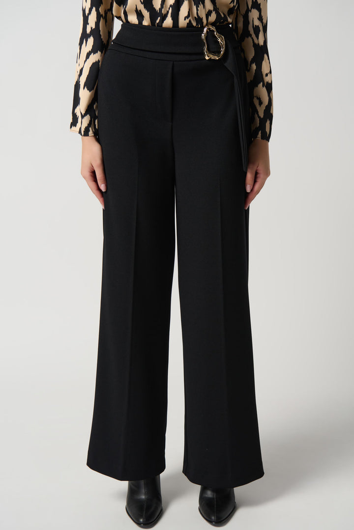 "Joseph Ribkoff Black Scuba Crepe Wide-Leg Pants Style 234053"