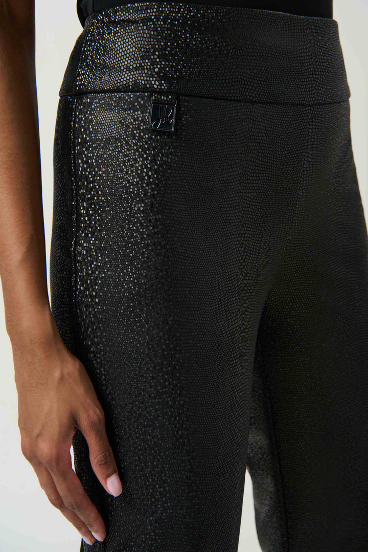 "Joseph Ribkoff Black Faux Leather Slim Fit Pull-On Pants Style 234264"