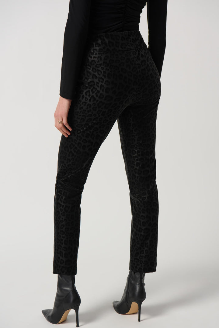 "Joseph Ribkoff Black Leatherette Animal Print Pull-On Pants Style 234900"
