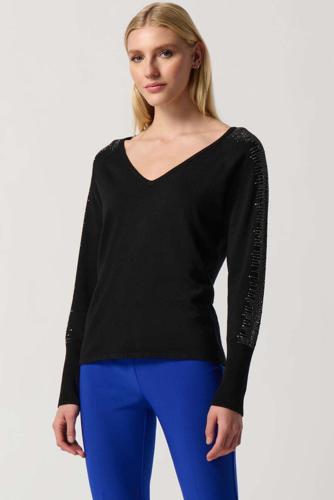 "Joseph Ribkoff Black Long Sleeve V-Neck Sweater Style 234917"