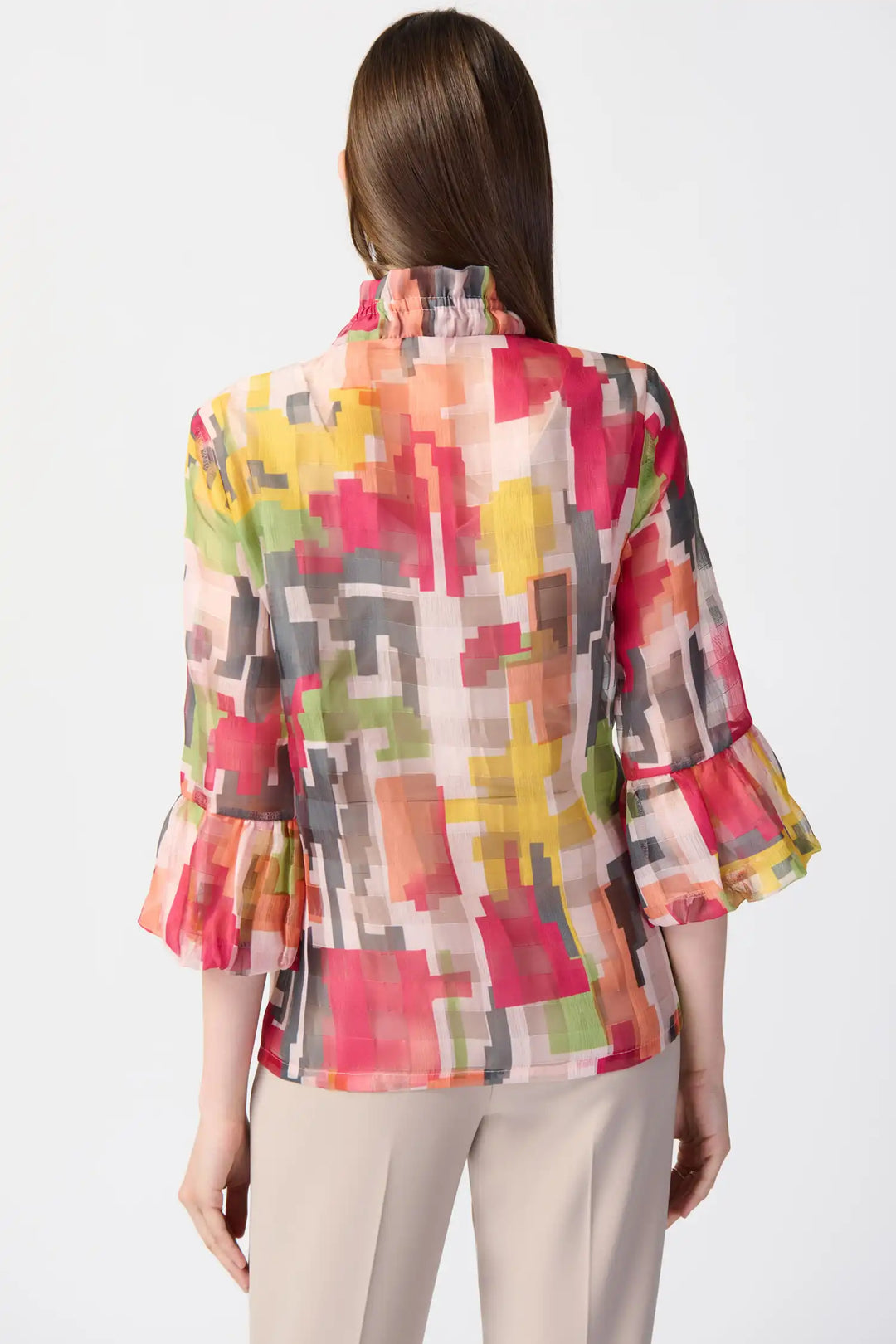 "Joseph Ribkoff Multi Abstract Print Jacket Style 241222"