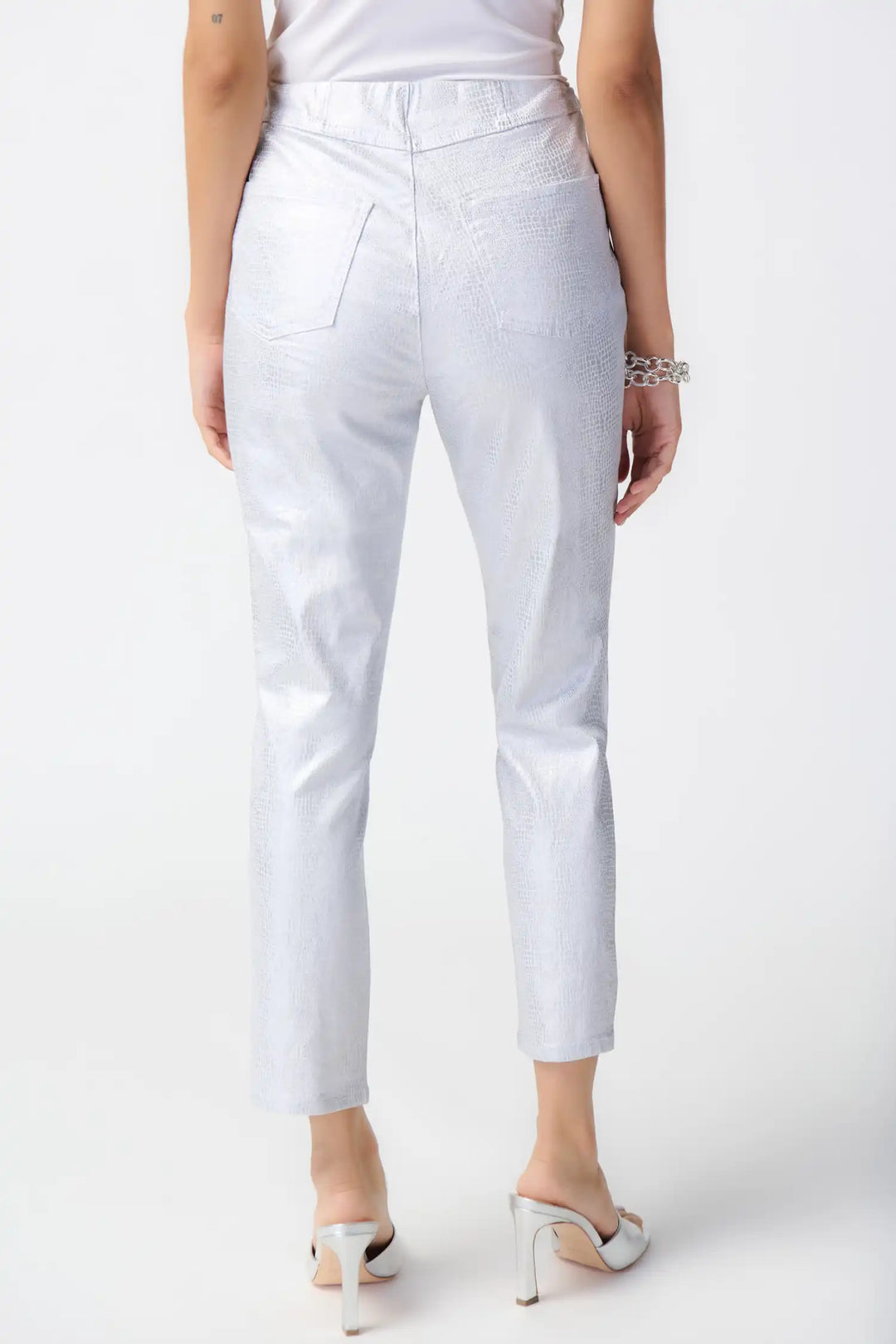 Joseph Ribkoff White/Silver Trouser 