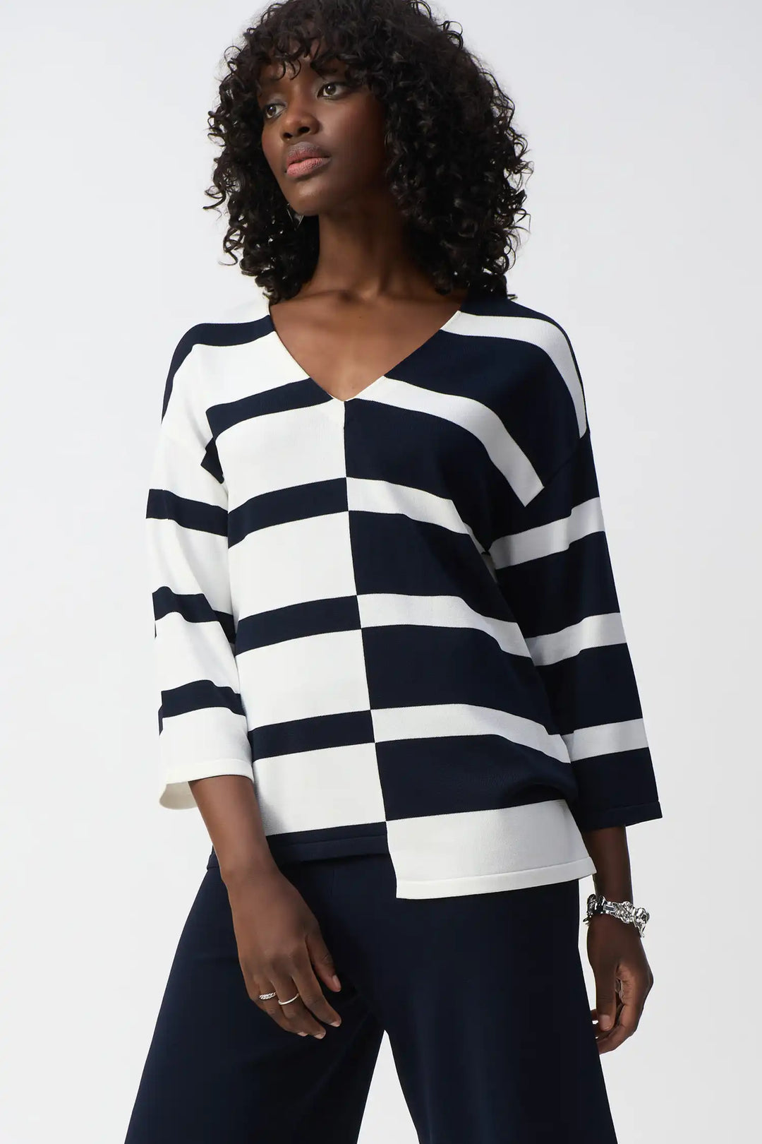 Joseph Ribkoff Midnight Blue/Vanilla Tunic Style 251914-2229