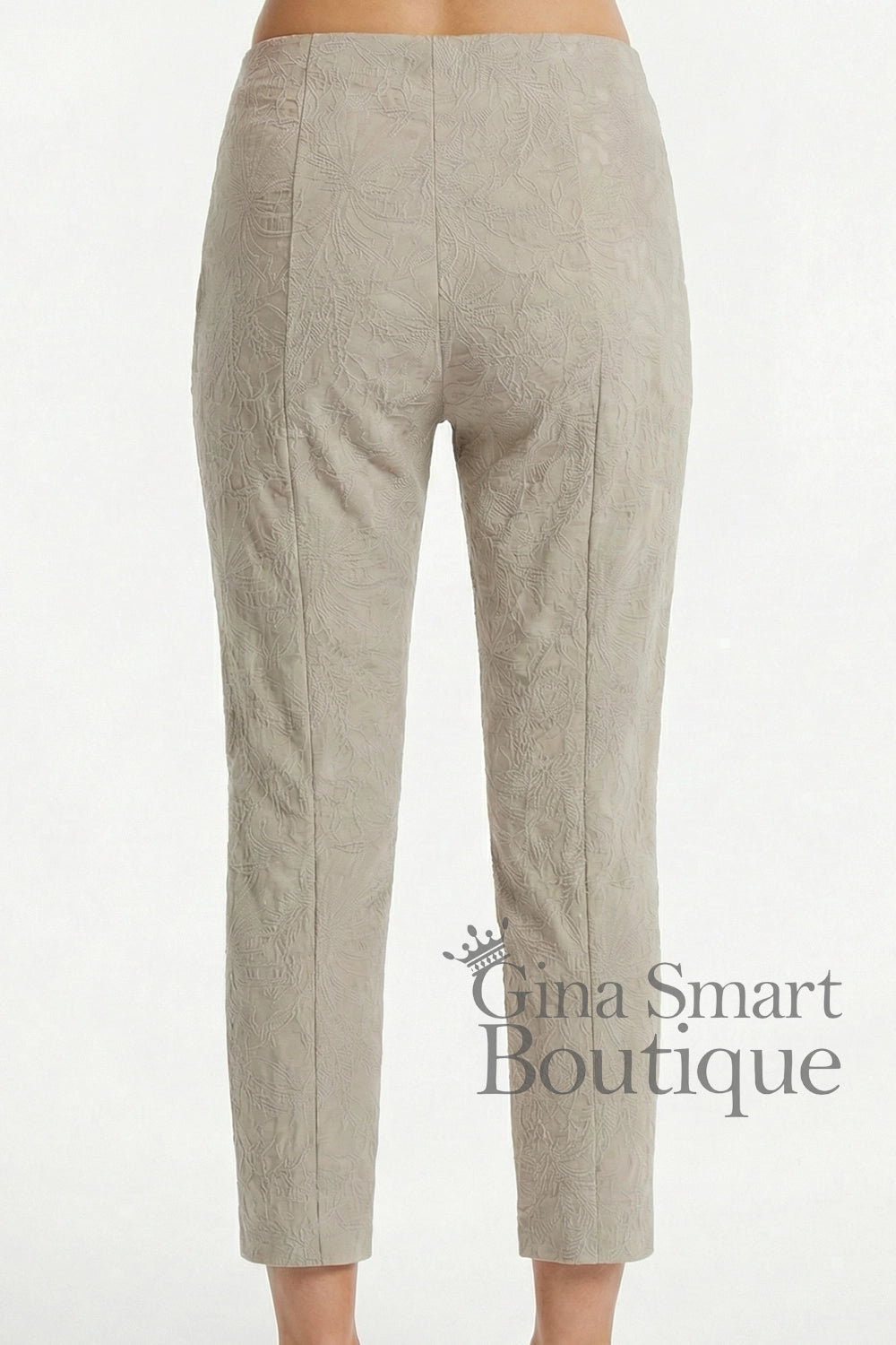 Robell Marie 07 Jacquard Crop Trousers - Light Taupe (55cm)