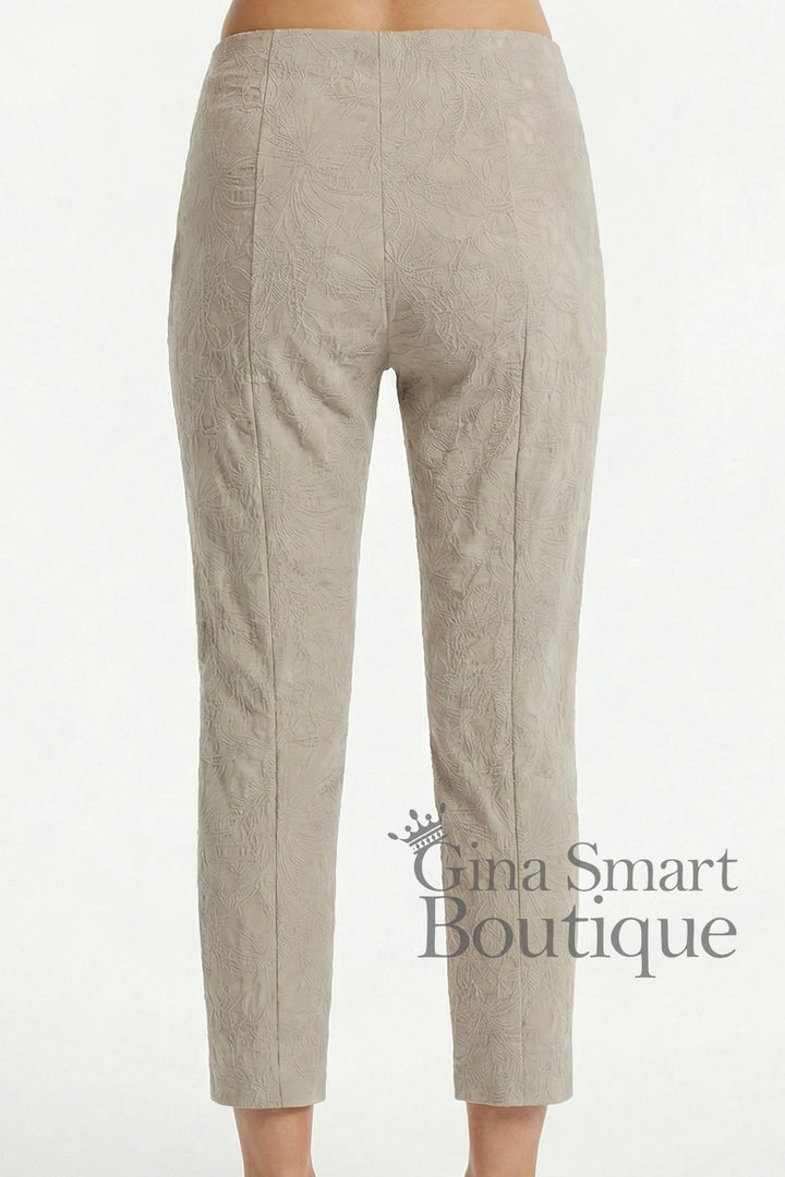 Robell Marie 07 Jacquard Crop Trousers - Light Taupe (55cm)