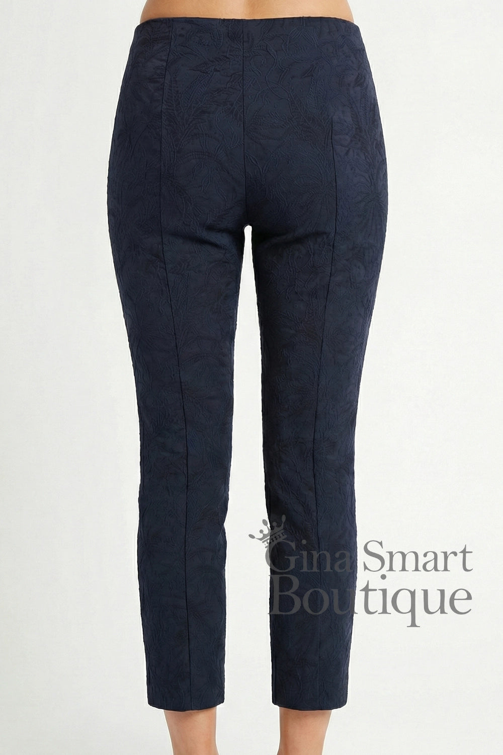 Robell Marie 07 Jacquard Crop Trousers - Navy (55cm)