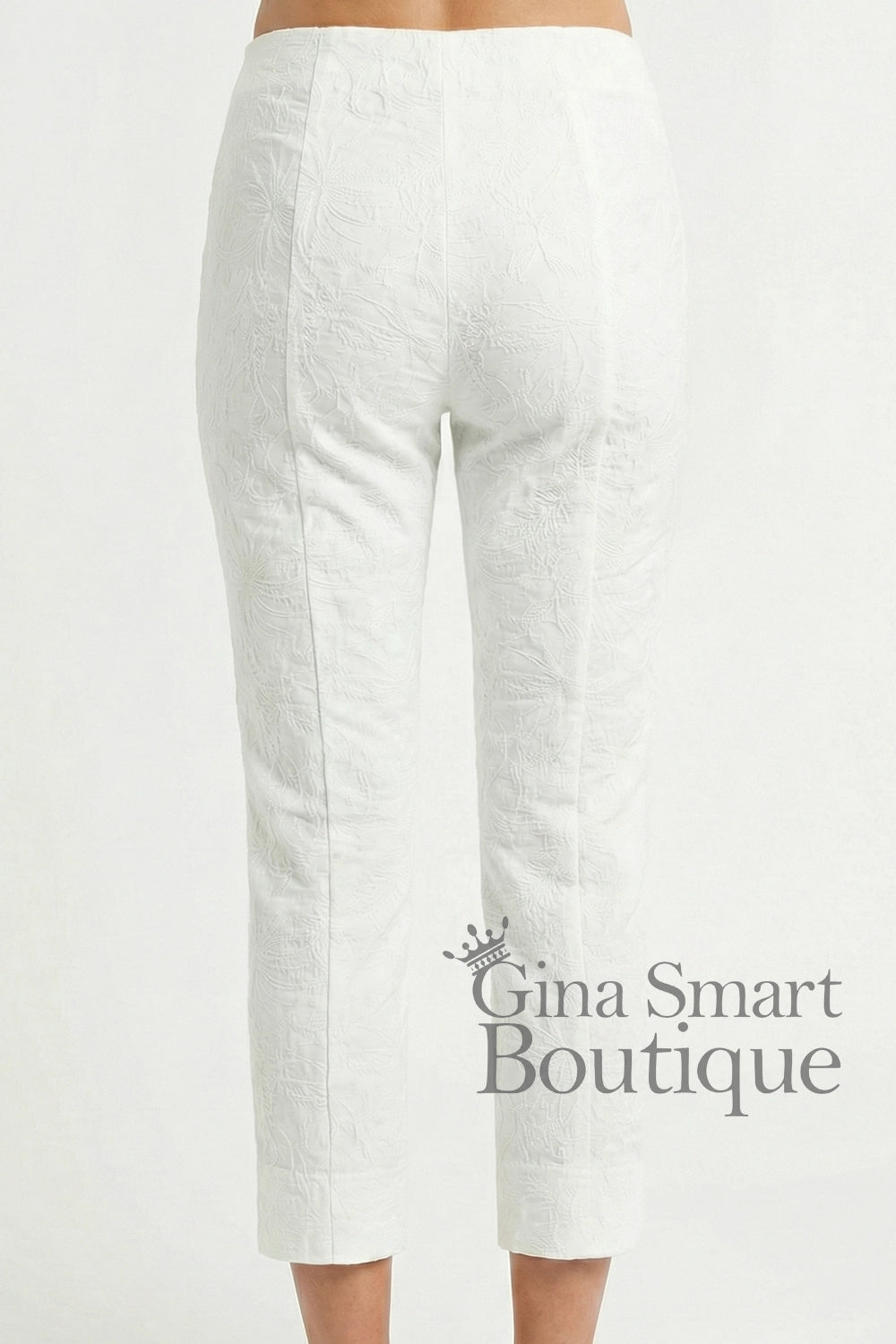 Robell Marie 07 Jacquard Crop Trousers - White (55cm)