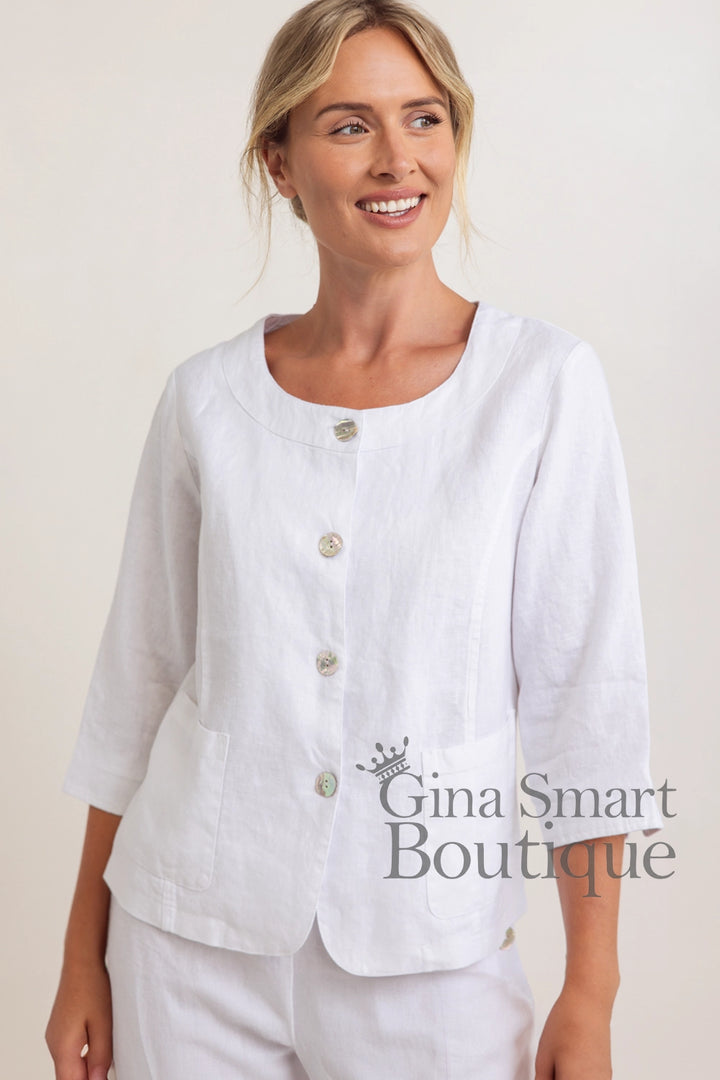 See Saw Linen Classic Top - White (335)