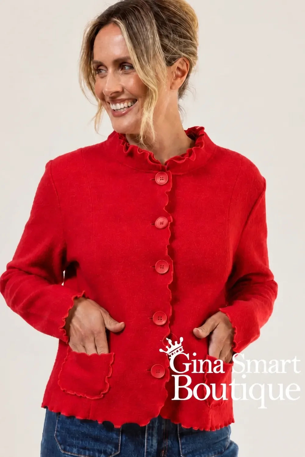 See Saw Boiled Red Wool Jacket Style SS615