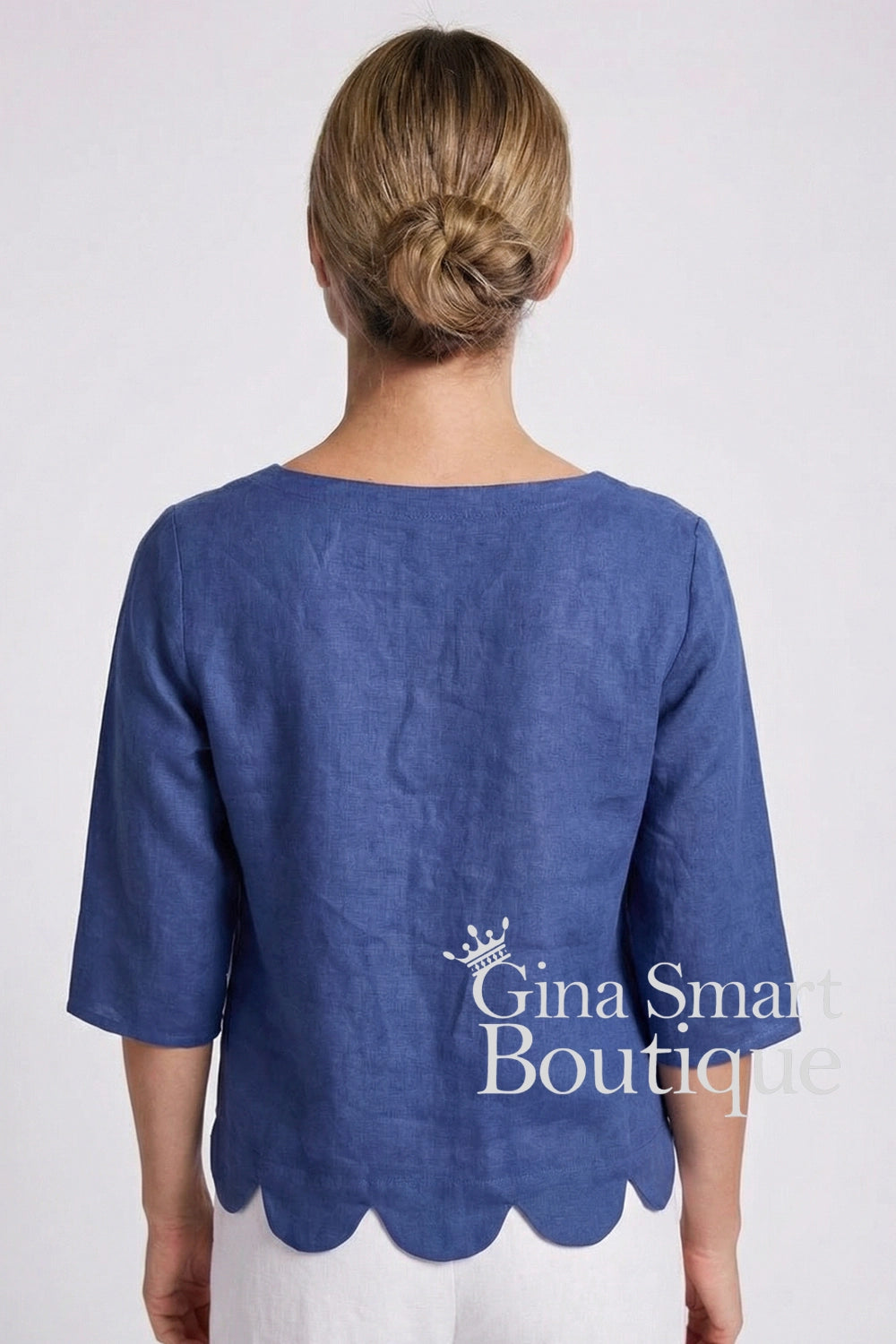See Saw Scallop Hem Top - Denim (336)