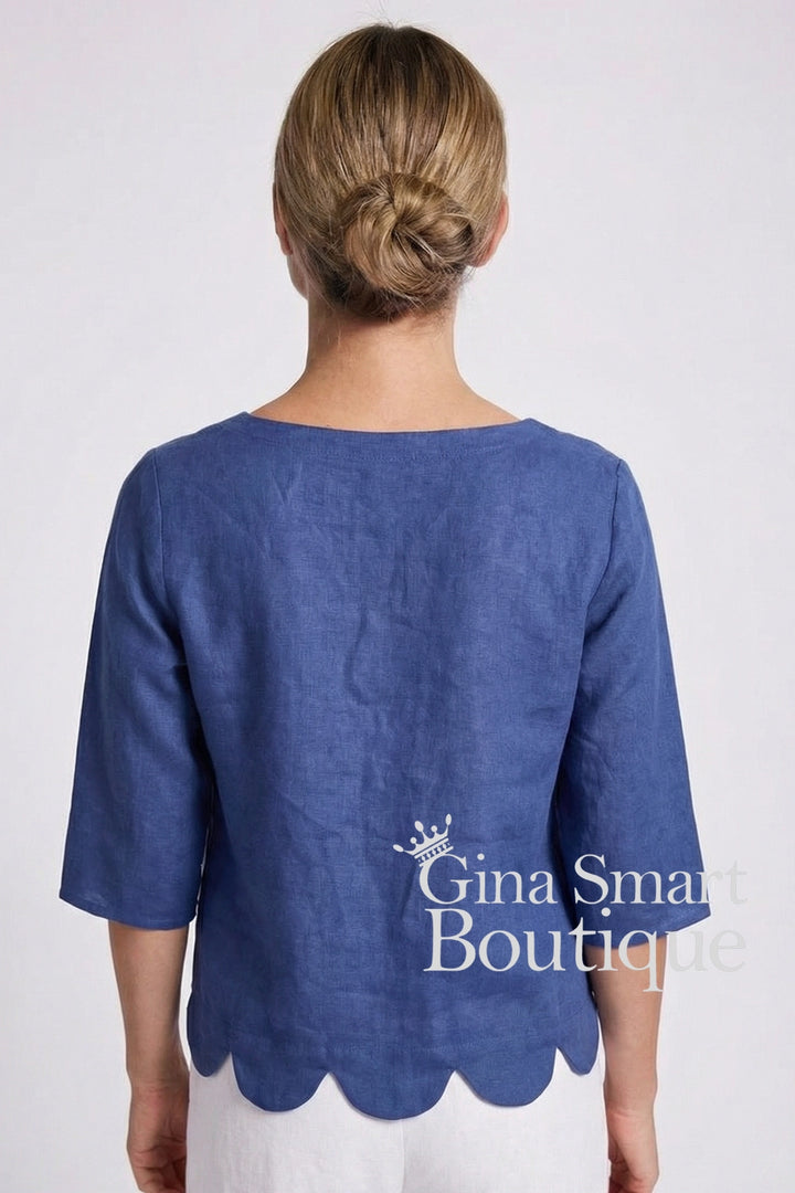 See Saw Scallop Hem Top - Denim (336)