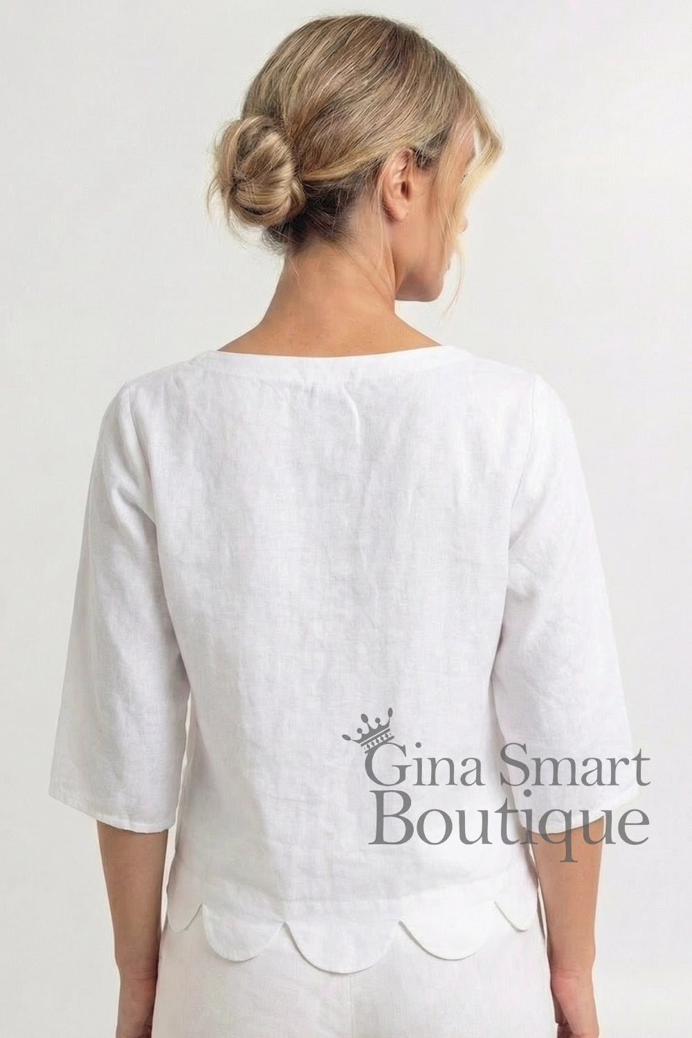 See Saw Scallop Hem Top - White (336)