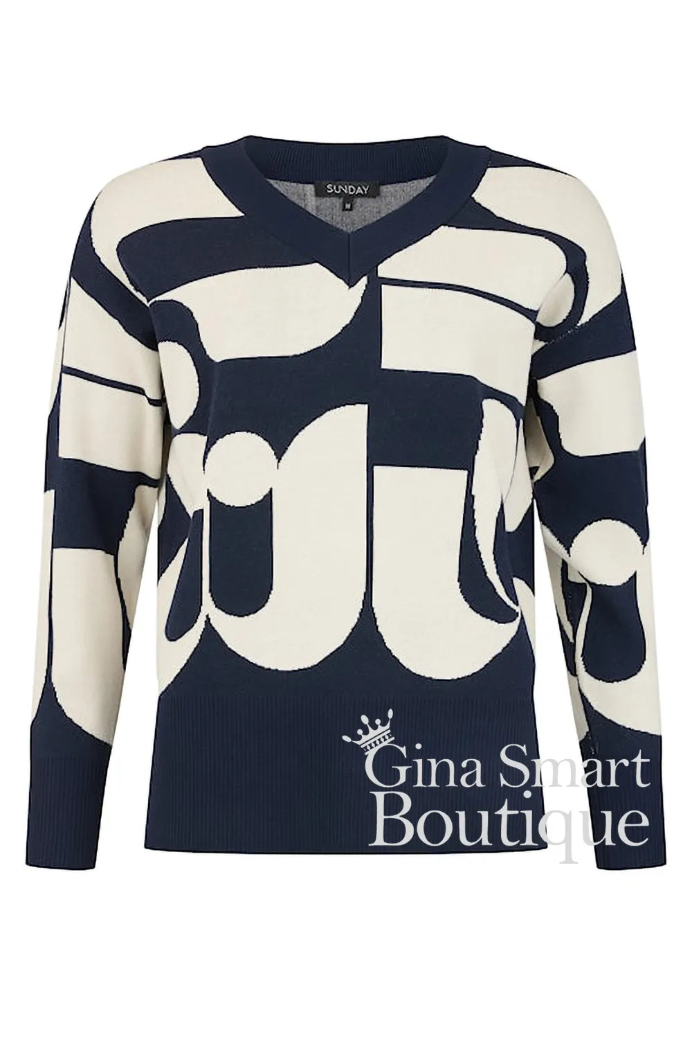 Sunday Navy and Cream Sweater Style 262-6871-6432-69