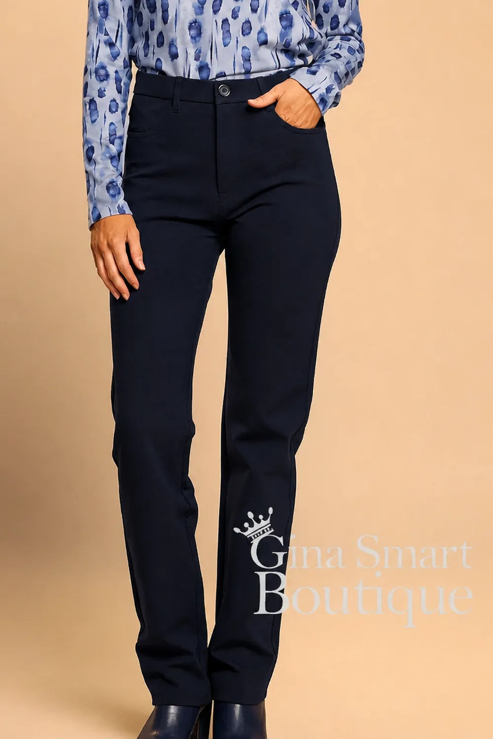 Tinta Navy Trousers - Style Anara