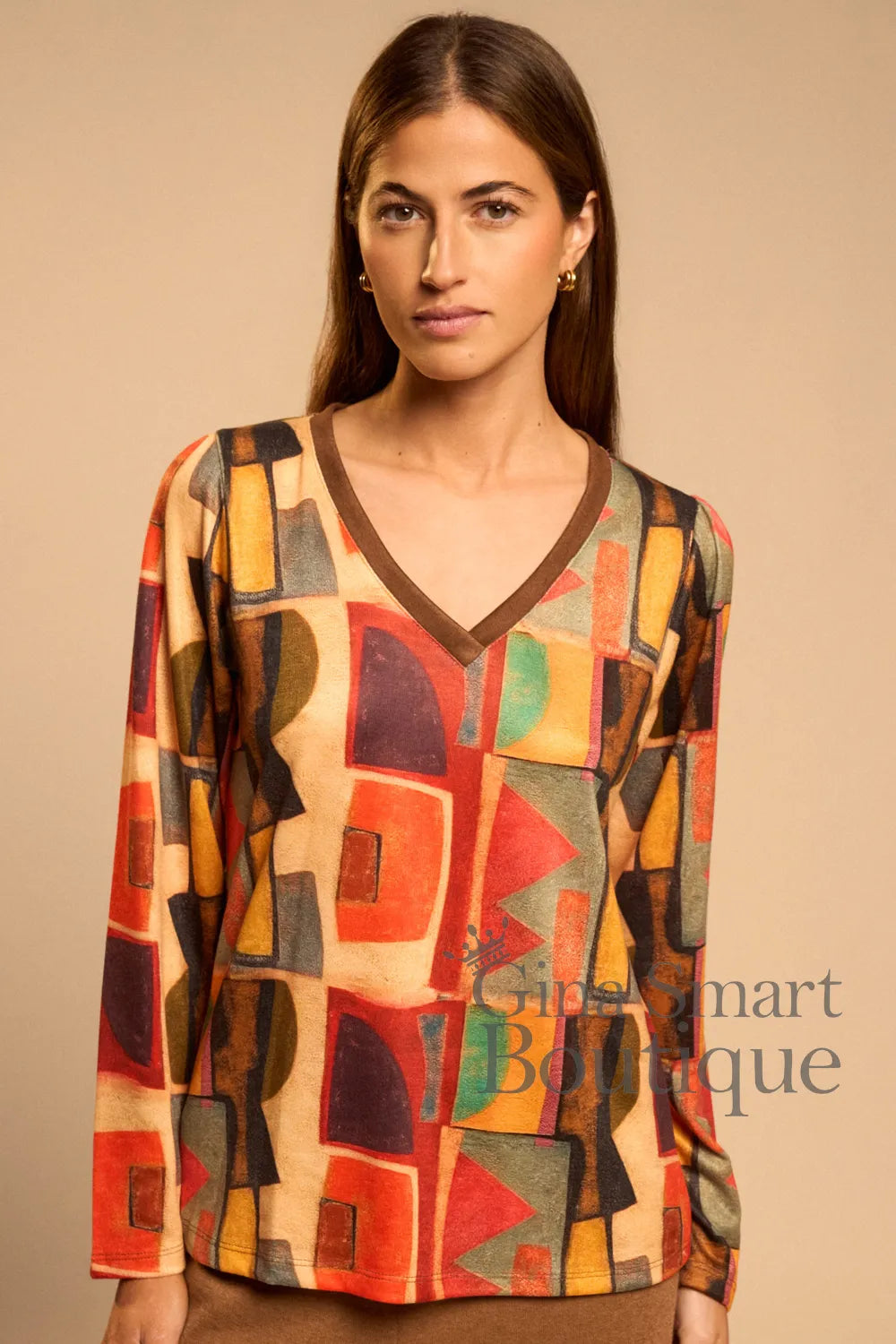 Tinta Multi Colour Long Sleeve Top Style Asena