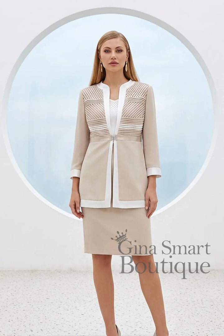 Veni Infantino Style 991438 Almond Ivory Two Piece Dress NON RETURNABLE