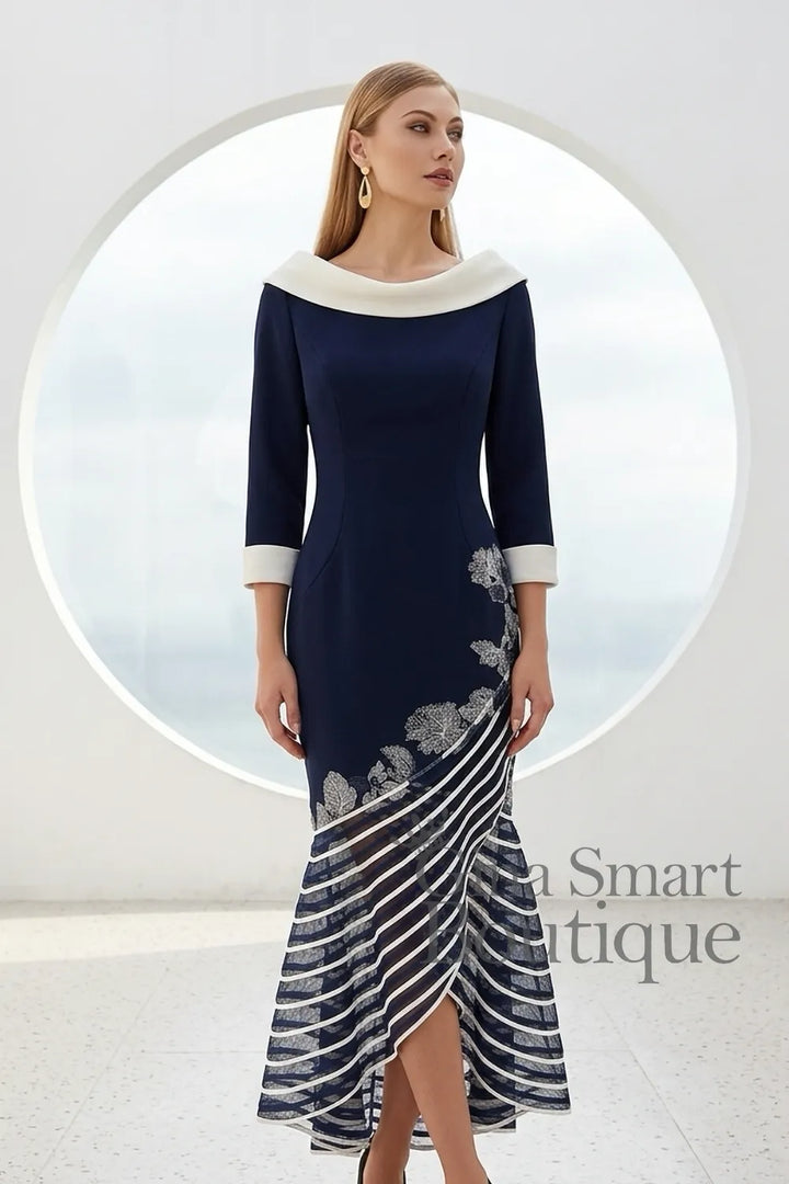 Veni-Infantino-992154-Navy-Ivory-Dress