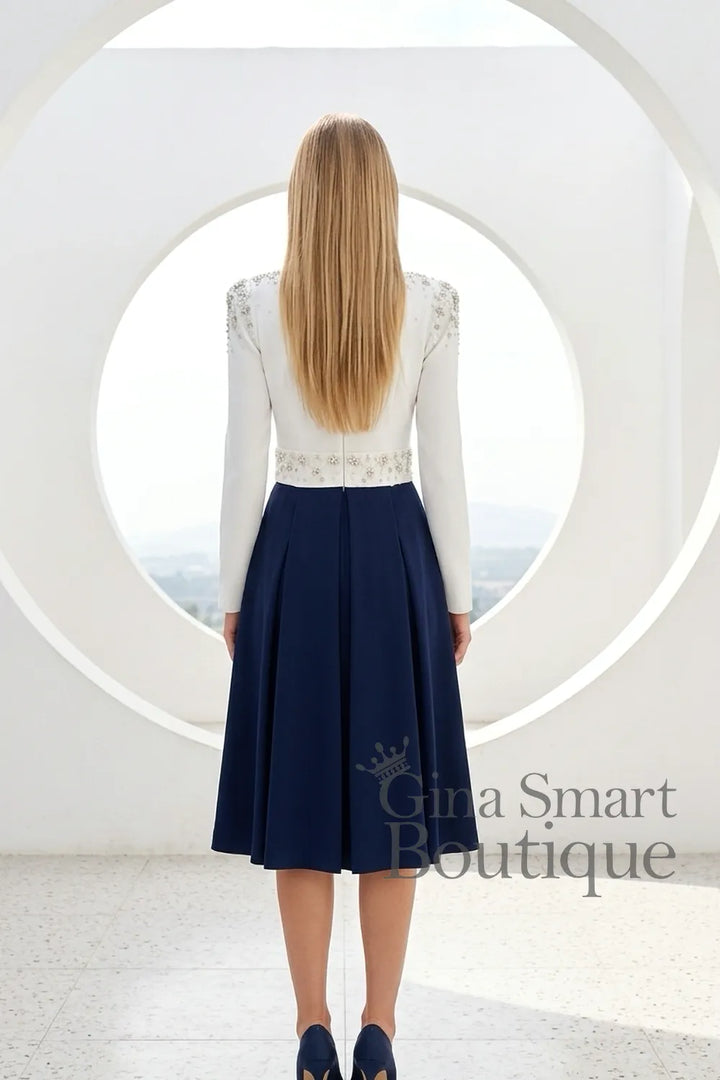 Veni-Infantino-992438-Ivory-Navy-Dress