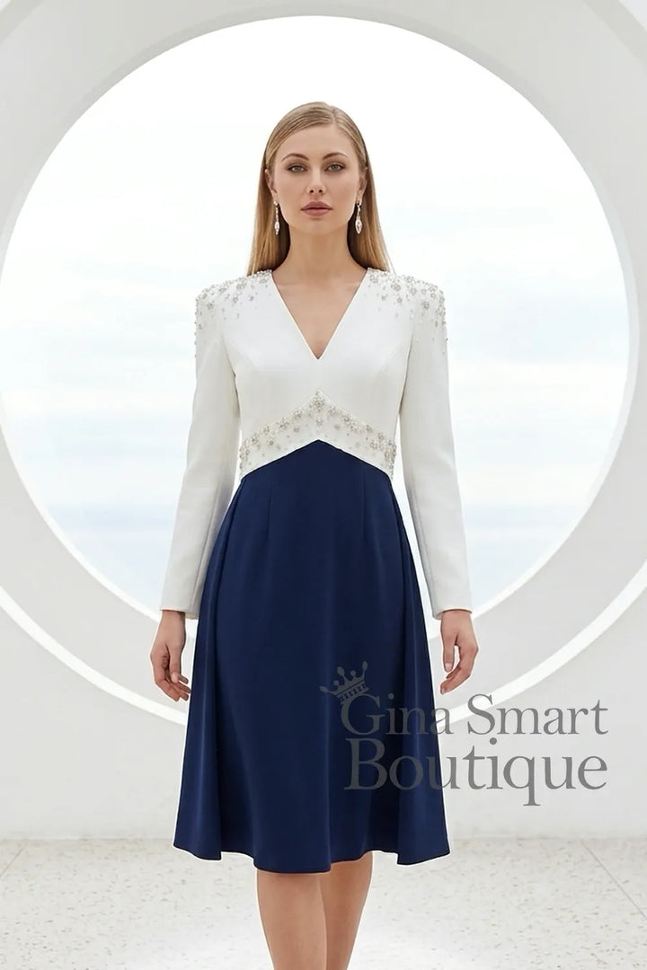Veni-Infantino-992438-Ivory-Navy-Dress
