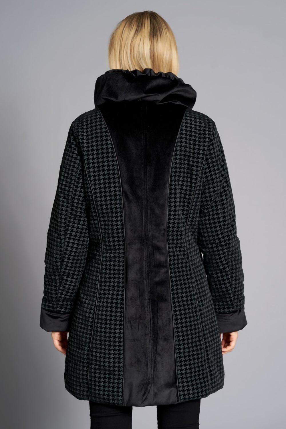 Junge Coat Black Style 0219-2684-84 - Coat Black, Coat, Dress Coat, Houndstooth, Junge, Print, Sale, Velvet ginasmartboutique