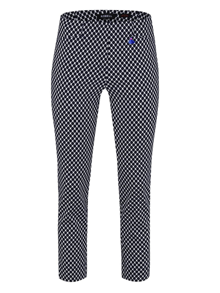 Robell Rose 09 – 7/8 Cropped Trouser 51622-54862-69 - Trouser Navy, Spot, Trouser, White ginasmartboutique