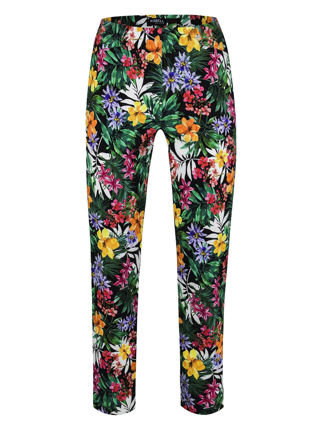 Robell Rose 09 – 7/8 Tropical Print Cropped Jean 51630-54858-90 - Trouser Print, Trouser ginasmartboutique
