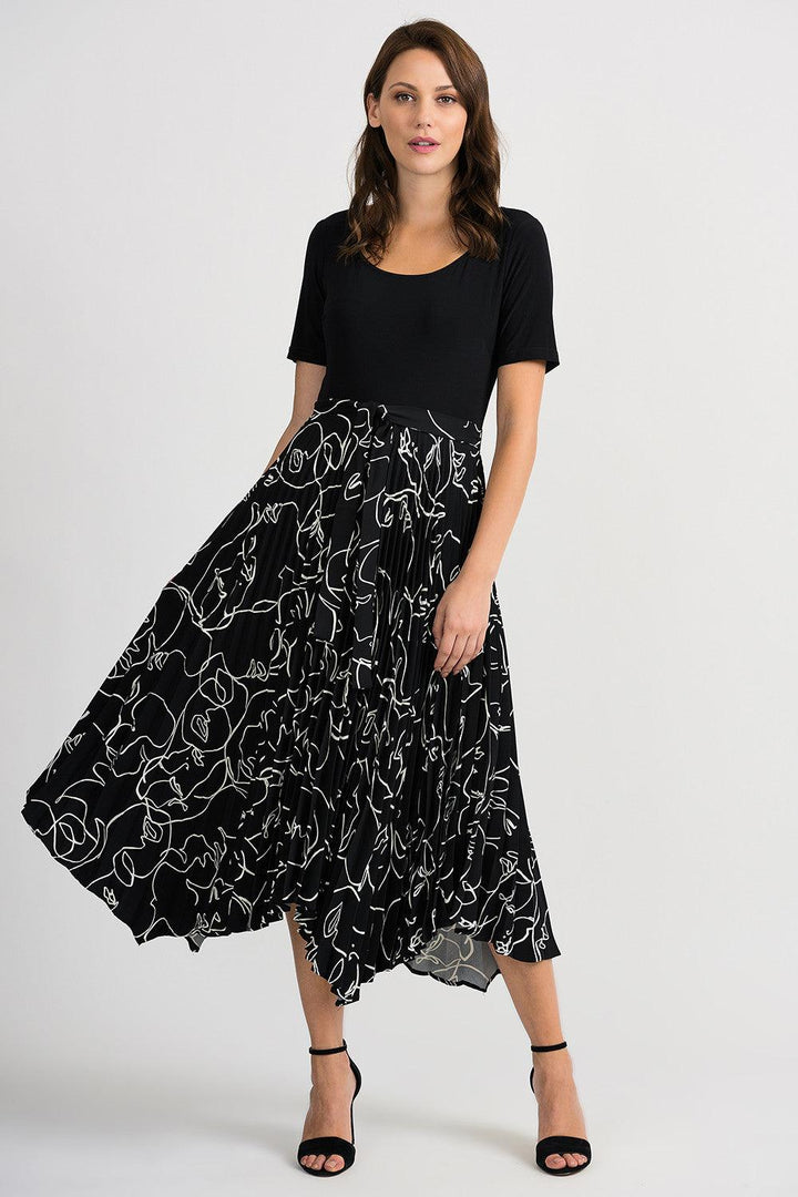 Joseph Ribkoff Black/Vanilla Dress Style 201107 - Dress 70% off, Black, Cruise Wear, Dress, Midi Dress, Print, Ribkoff, Sale, Spring Summer 2020, White ginasmartboutique