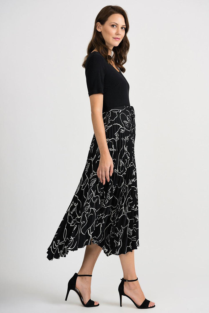 Joseph Ribkoff Black/Vanilla Dress Style 201107 - Dress 70% off, Black, Cruise Wear, Dress, Midi Dress, Print, Ribkoff, Sale, Spring Summer 2020, White ginasmartboutique