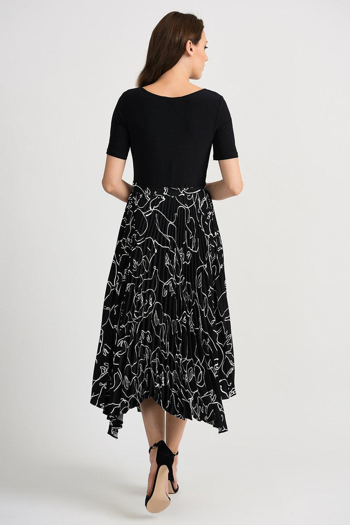 Joseph Ribkoff Black/Vanilla Dress Style 201107 - Dress 70% off, Black, Cruise Wear, Dress, Midi Dress, Print, Ribkoff, Sale, Spring Summer 2020, White ginasmartboutique