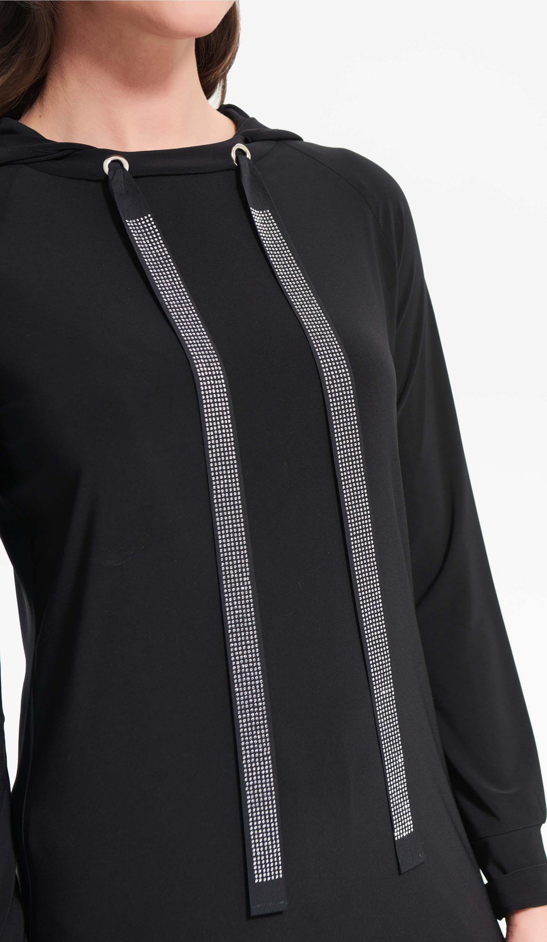 Joseph Ribkoff Rhinestone Black Long Sweatshirt Style 214232 - Black, Jumper, New, Tunic ginasmartboutique