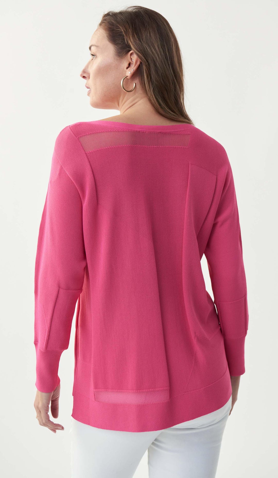 Joseph Ribkoff Raspberry Sorbet Cut-Out Knit Top Style 221909 - Knitwear, New, Raspberry Sorbet, SS22, Top ginasmartboutique