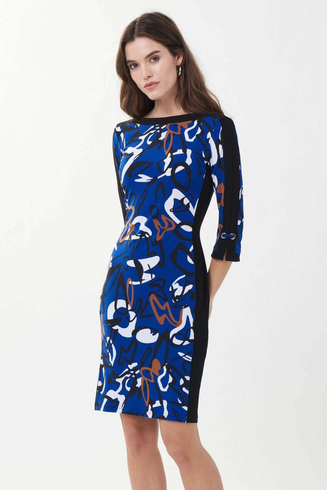 Joseph Ribkoff Royal Sapphire/Multi/Black Dress Style 223231 - Dress AW22, Black, Blue, Dress, Multi, New, Royal Sapphire, Sale ginasmartboutique