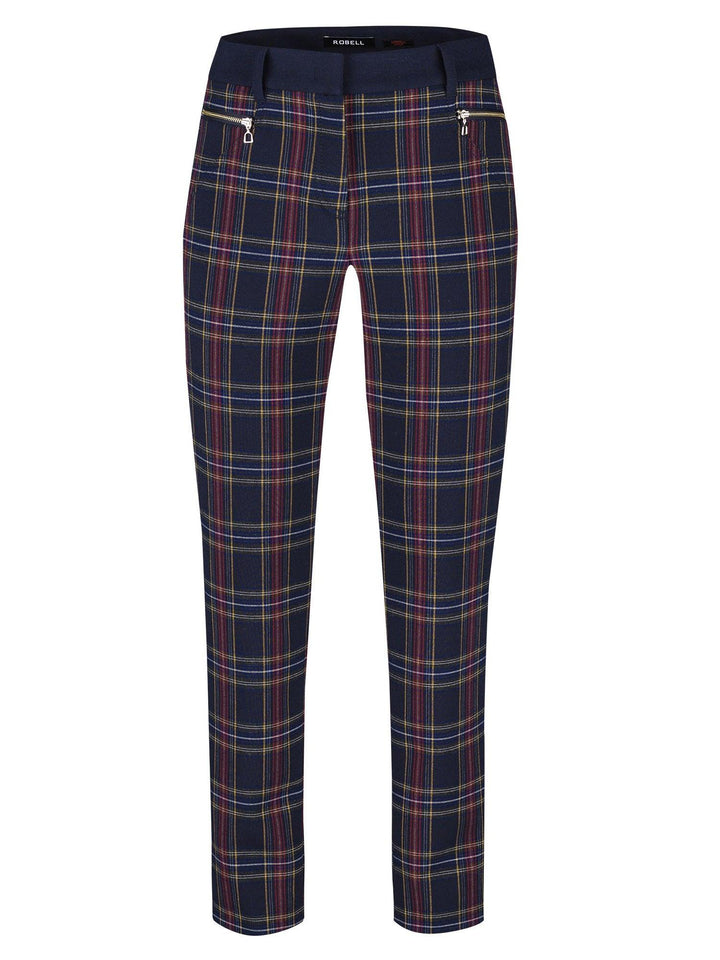 Robell Mimi – Regular Length Trouser 51453-54065-69 - Trouser Check, Navy, Red, Trouser ginasmartboutique