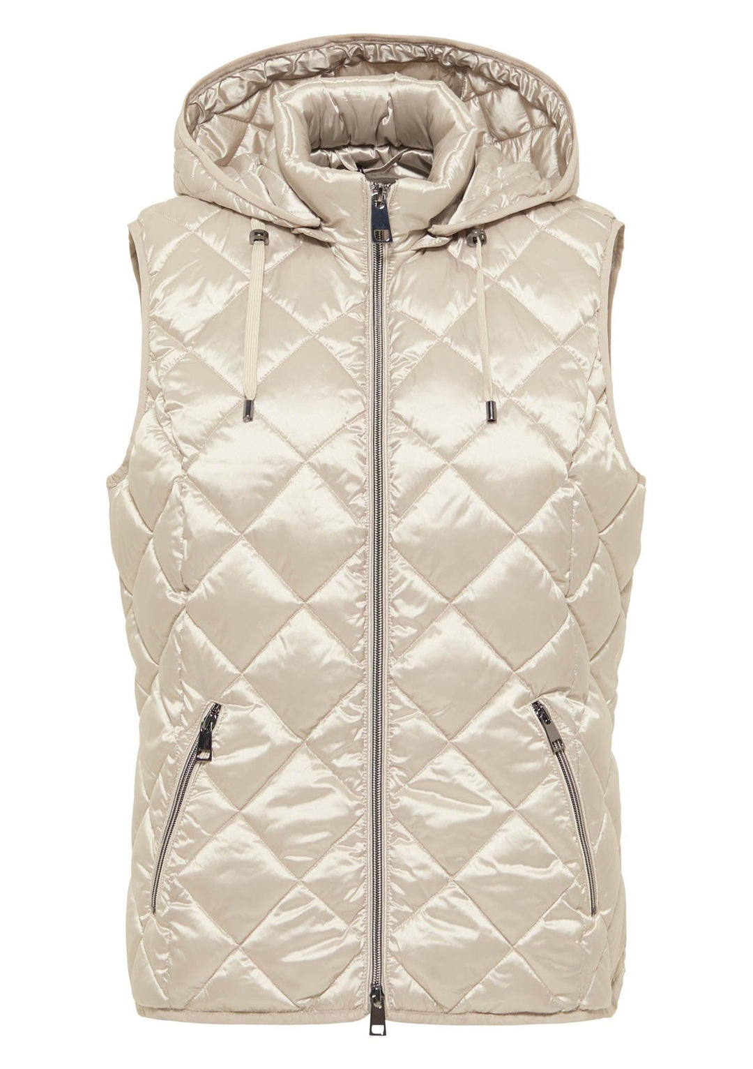 Barbara Lebek 11440022-22 Gilet with Hood - Gilet AW22, Gilet, New, Pearl, Sale ginasmartboutique