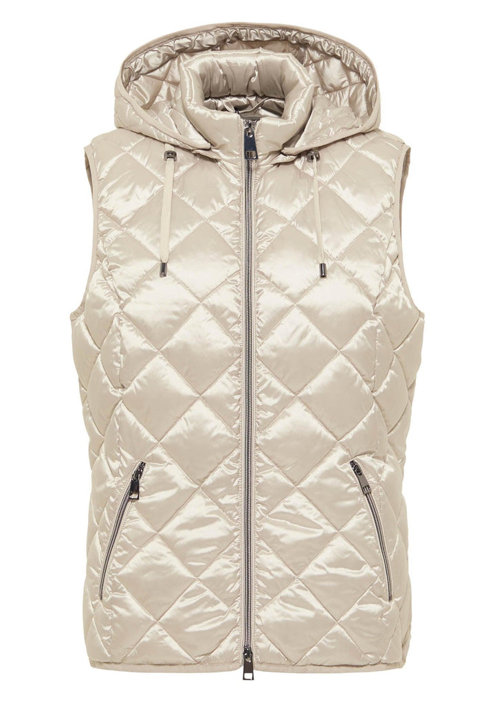 Barbara Lebek 11440022-22 Gilet with Hood - Gilet AW22, Gilet, New, Pearl, Sale ginasmartboutique