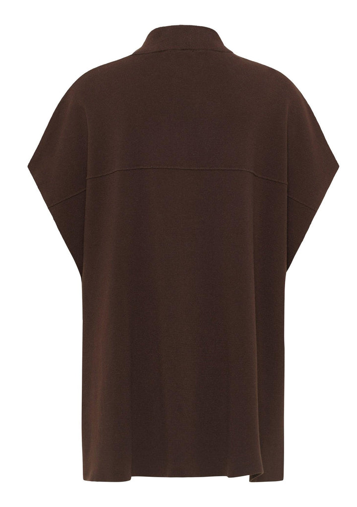 Barbara Lebek 26530022-39 Poncho - Cover Up Brown, Cover Up, Knitwear, poncho, Sale, zipper ginasmartboutique
