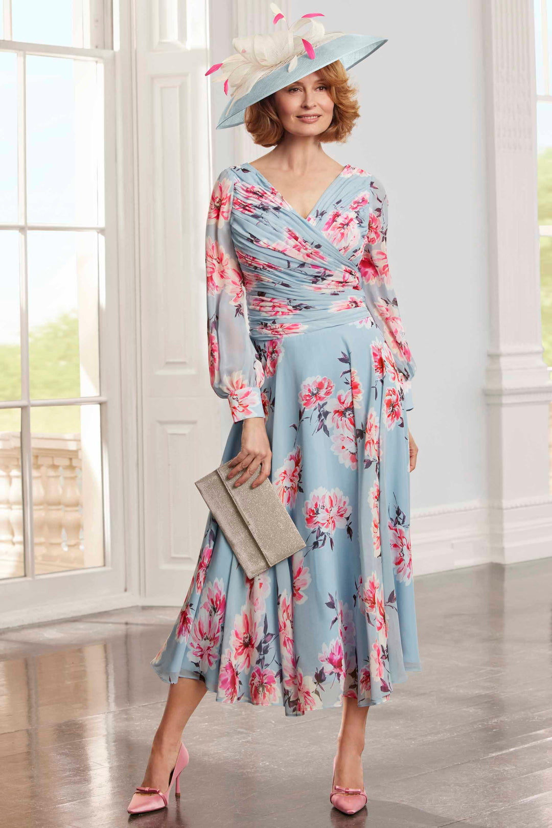 Condici 11392 Ashley - Dress Dress, Floral, Formal dresses, Light Blue, Mother of the bride, Mother of the groom, Pink, Print, SS23 ginasmartboutique