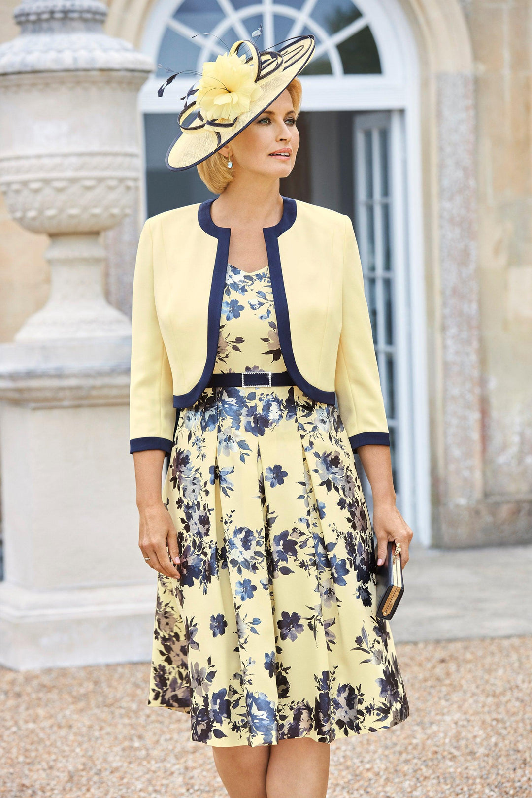 Condici - 70979 - Dress & Jacket Dress, Floral, Formal dresses, Mother of the bride, Mother of the groom, Navy, wedding guest dresses, Yellow ginasmartboutique