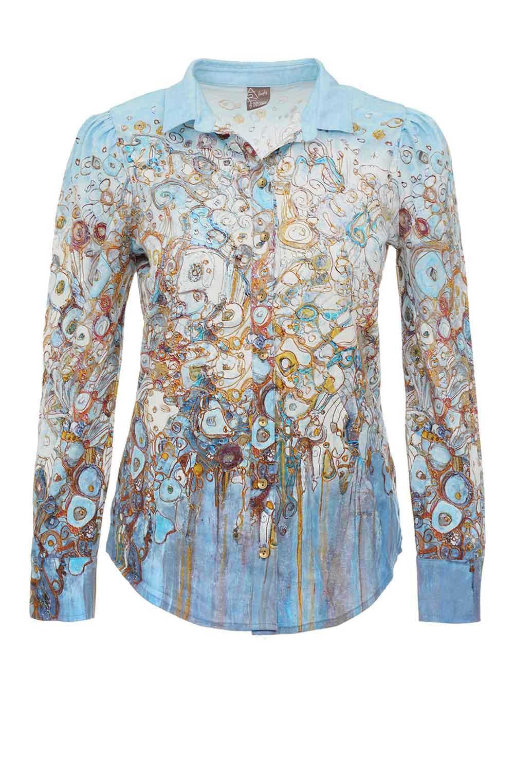 Dolcezza Shirt - Style 72605 - AW22, Multi Coloured, New, Print, Shirt, Taupe, Top ginasmartboutique