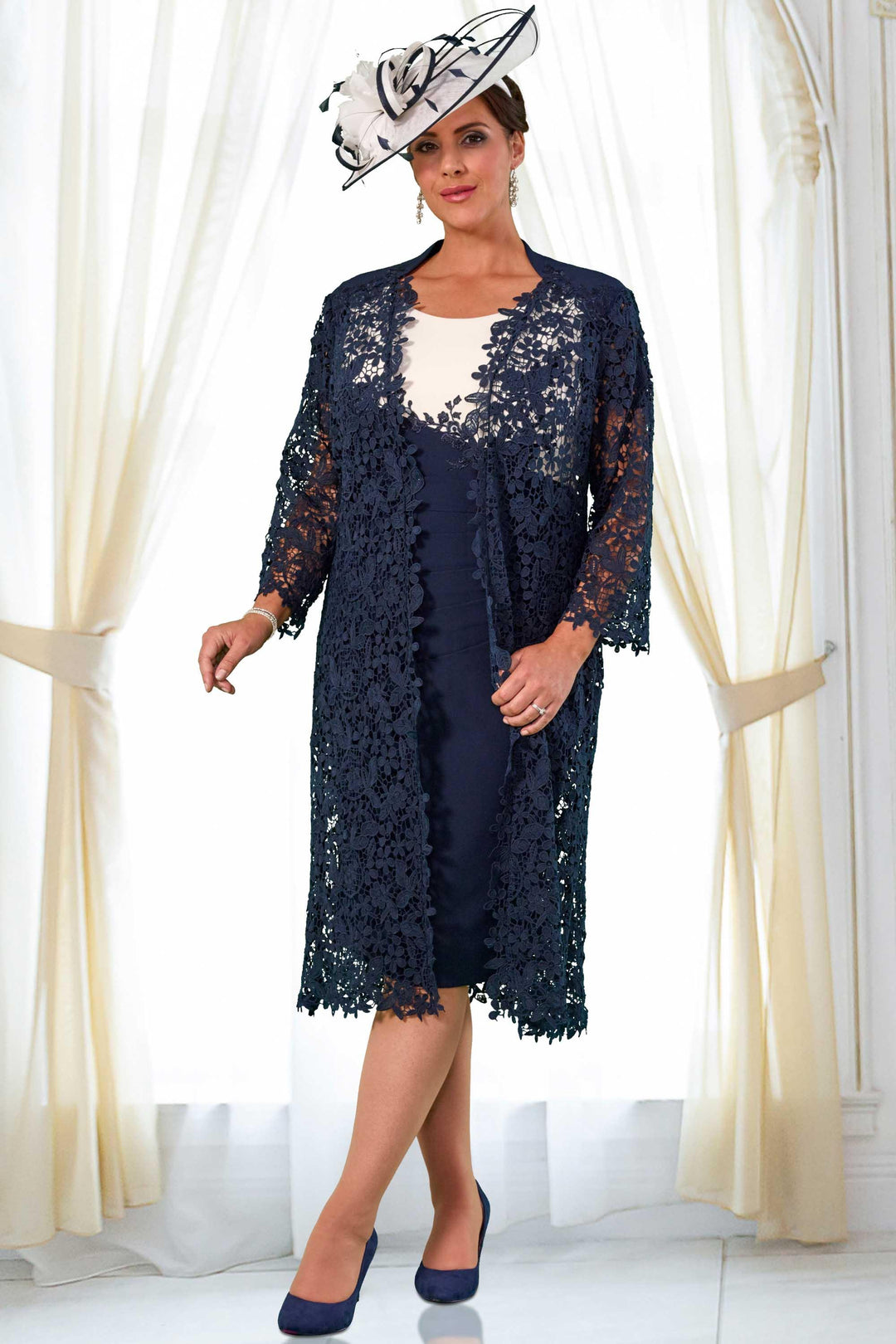 Dressed Up by Veromia DU 452 - Cream, Dress, Dress and Jacket, Formal dresses, Navy, Plus Size, SS22 ginasmartboutique