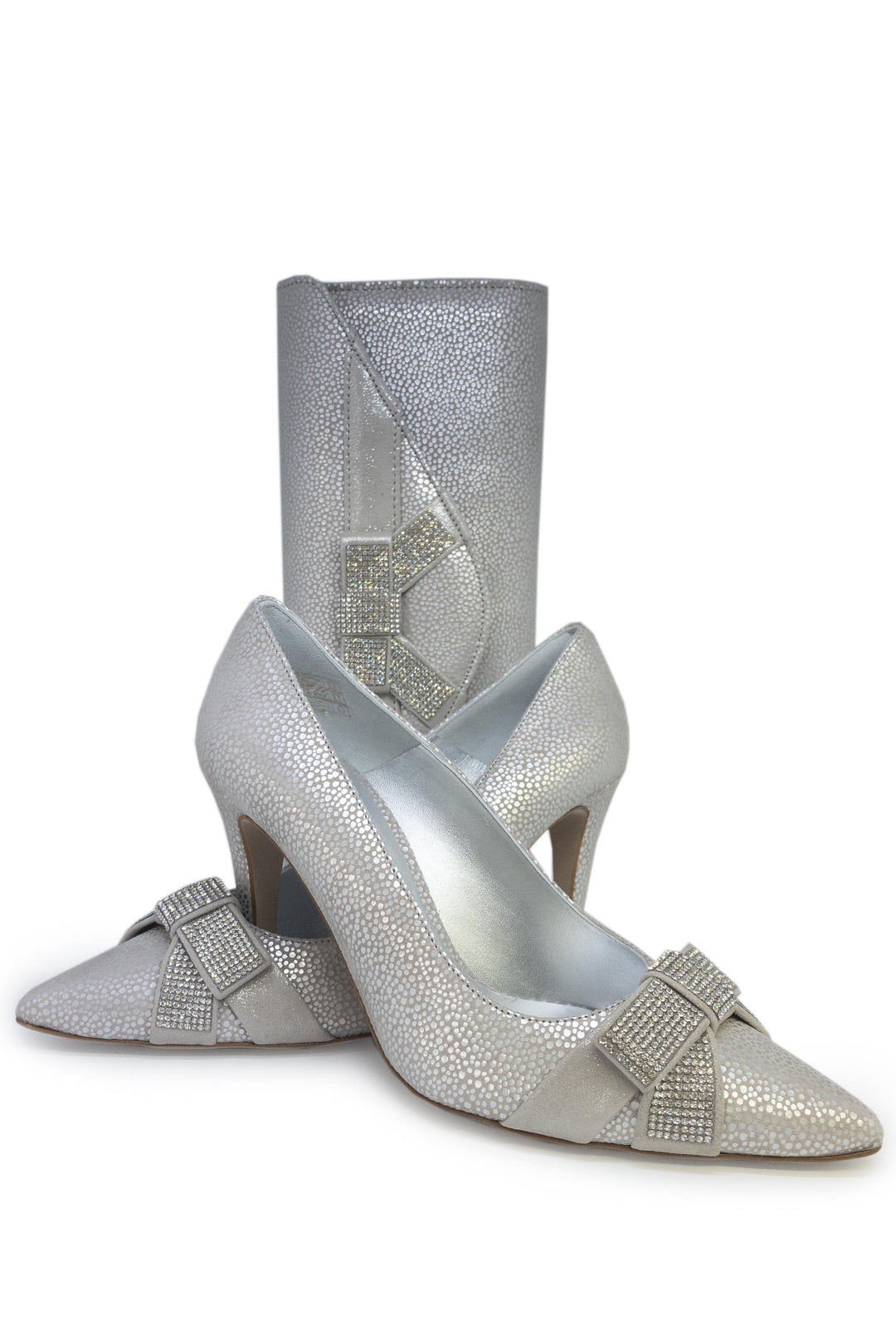 Elegante Kendra Starla Shoe and Bag Set Silver - Shoes and Bags Bag, Elegante, Shoes, Silver, Special Occasion ginasmartboutique