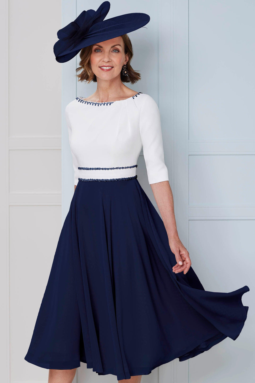 John Charles Style 66314 Ivory Navy - Dress Dress, formal dress, Ivory, Mother of the bride, Mother of the groom, Navy, SS23 ginasmartboutique